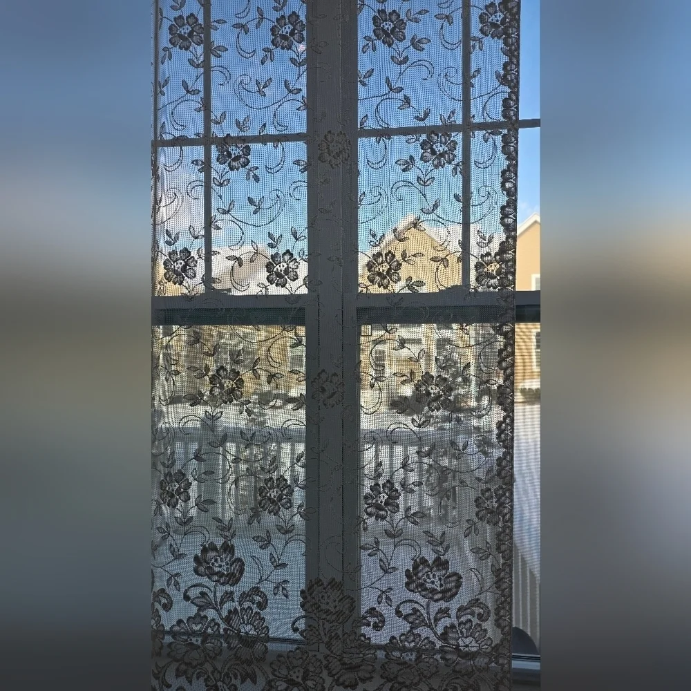 Floral Lace Sheer Window Curtain Panel – White/Ivory | Romantic Cottage Style